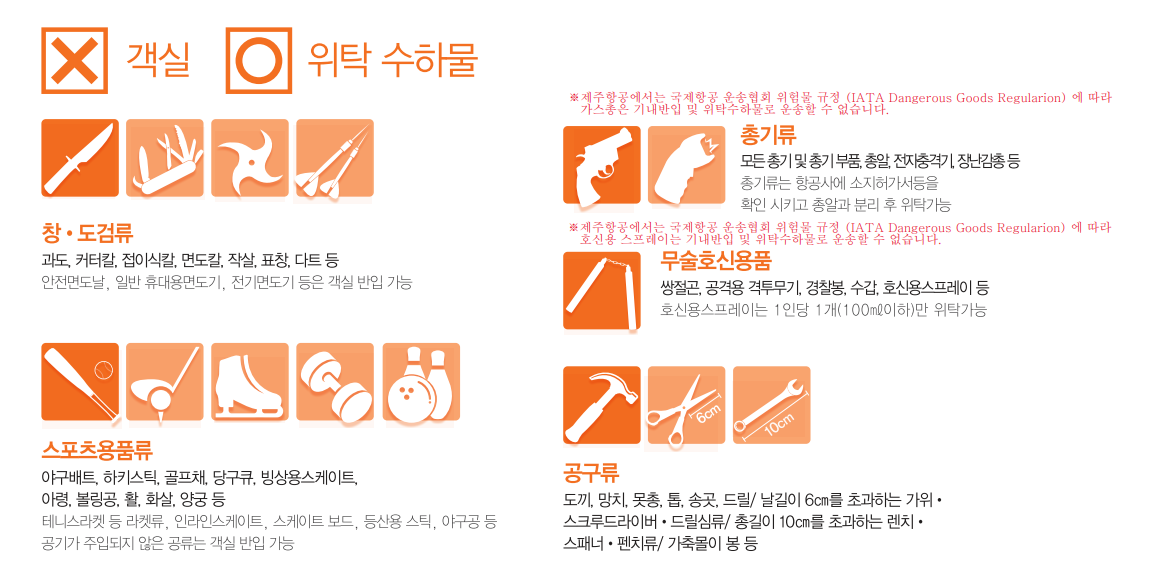 제주항공 기내수하물 금지 물품