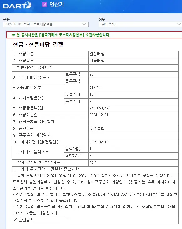 인산가(277410) 2025년 배당락일