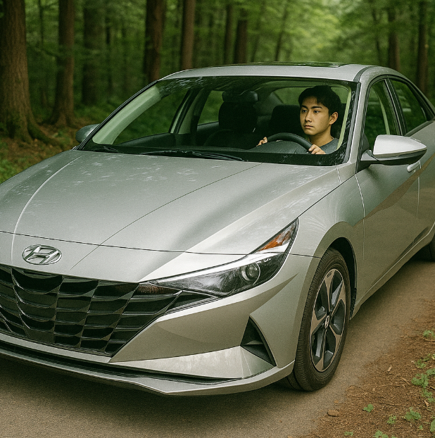 현대 아반떼 운전하는 사회초년생 사진