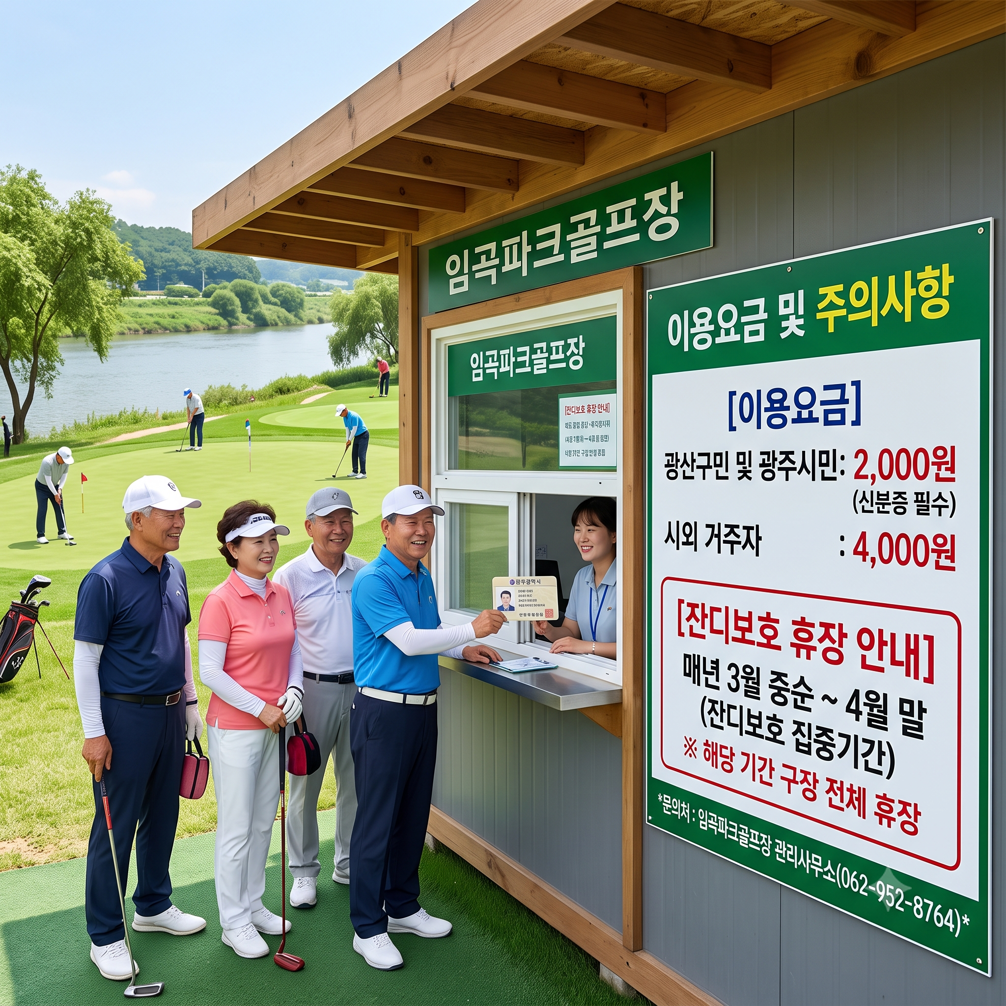 황룡강 둔치에서 9홀 라운딩, 임곡파크골프장 이용방법 핵심정리 (위치, 코스, 이용시간, 요금, 접수꿀팁 등)
