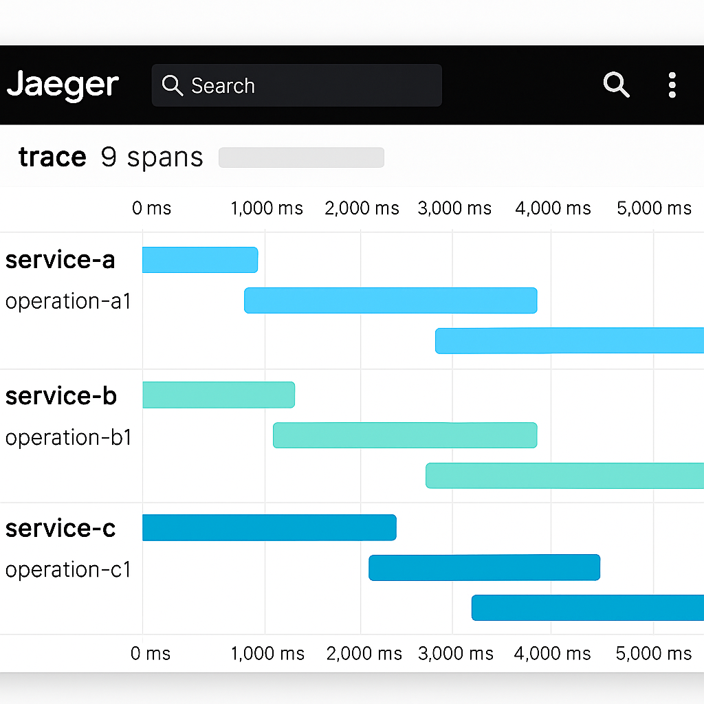 Jaeger UI에서 보는 분산 추적 결과 화면