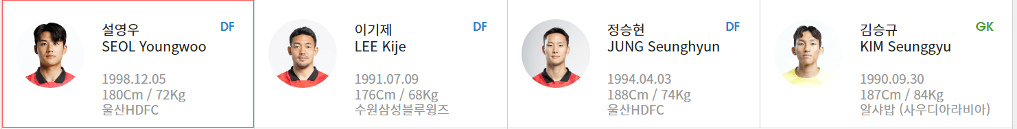 한국국가대표 축구선수