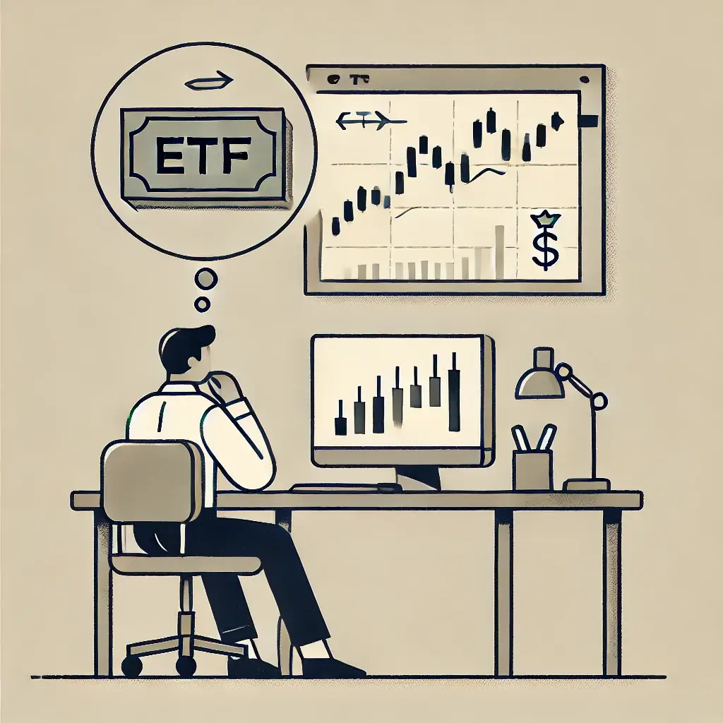 ETF 차트를 보고 있는 남자 일러스트