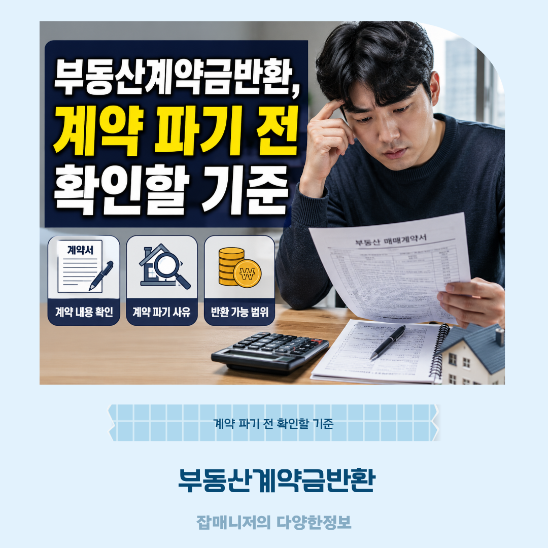 부동산계약금반환, 계약 파기 전 확인할 기준