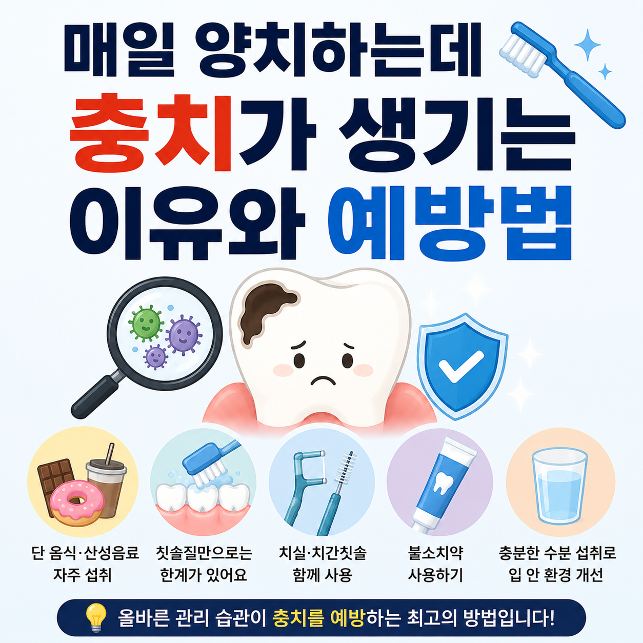매일 양치하는데 충치가 생기는 이유와 예방법