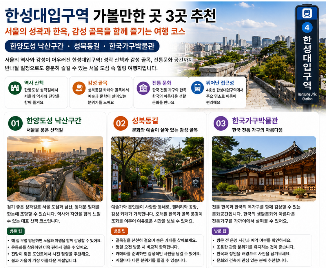 한성대입구역 가볼만한곳 3곳