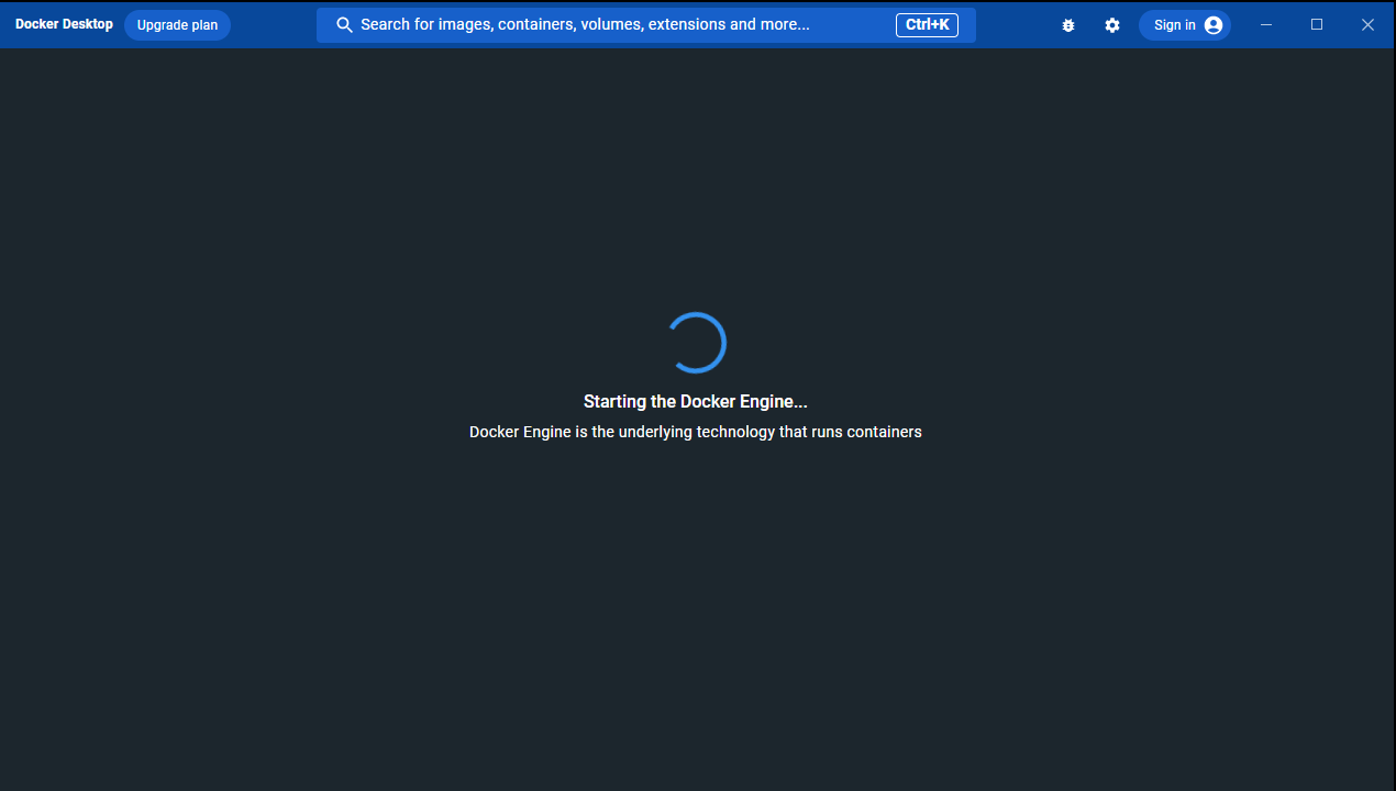 Docker Desktop : 로딩(실행중)