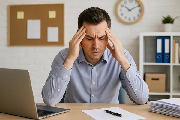 스트레스로 힘들어하는 직장인