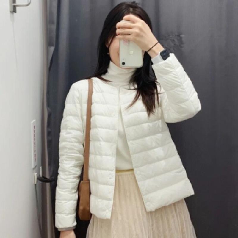 지오다노 경량 패딩 대체 오리털 덕다운 여성 긴팔 겨울 점퍼 봄 가을