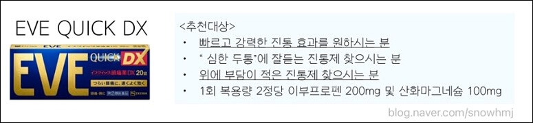 EVE진통제 성분 효능 종류