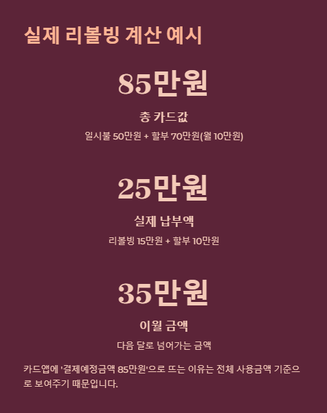 실제 리볼빙 계산 예시