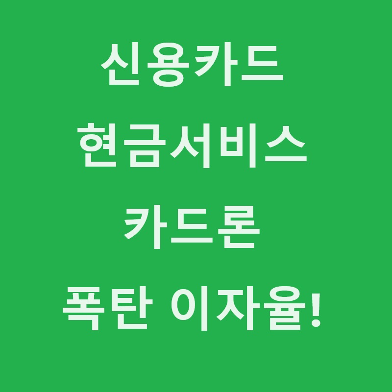 신용카드 현금서비스 이자율, 카드론 장기할부 수수료율 알고나 카드 쓰나요?