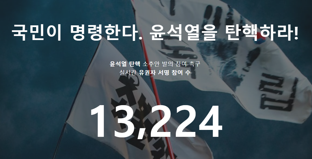 윤석열 탄핵 소추안 발의 참여 촉구 유권자 서명사이트 