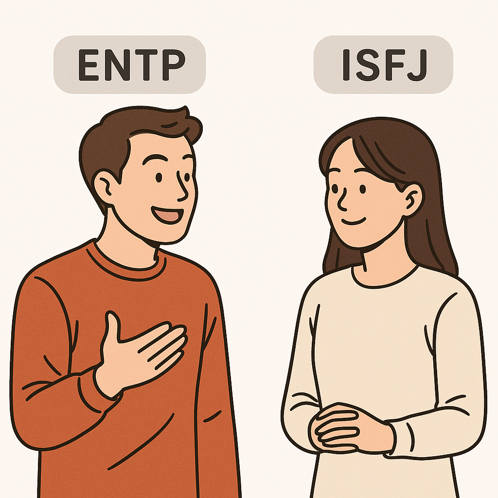 ENTP 남자와 ISFJ 여자, 왜 끌리고 왜 헤어질까? – 성격 차이부터 연애, 재회까지 완전 분석