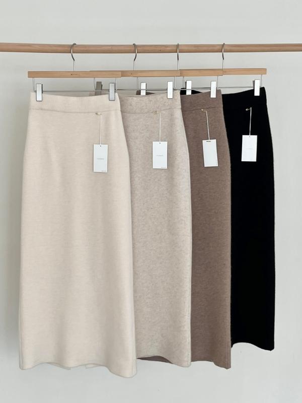 로엘라 도톰 H라인 캐시 파인울 니트 롱 스커트(4color)