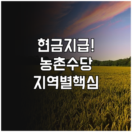 농촌일자리플러스 촉진수당 금액 및 지..