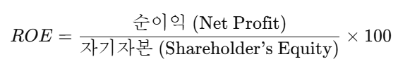 자기자본이익률(Return on Equity, ROE) 공식