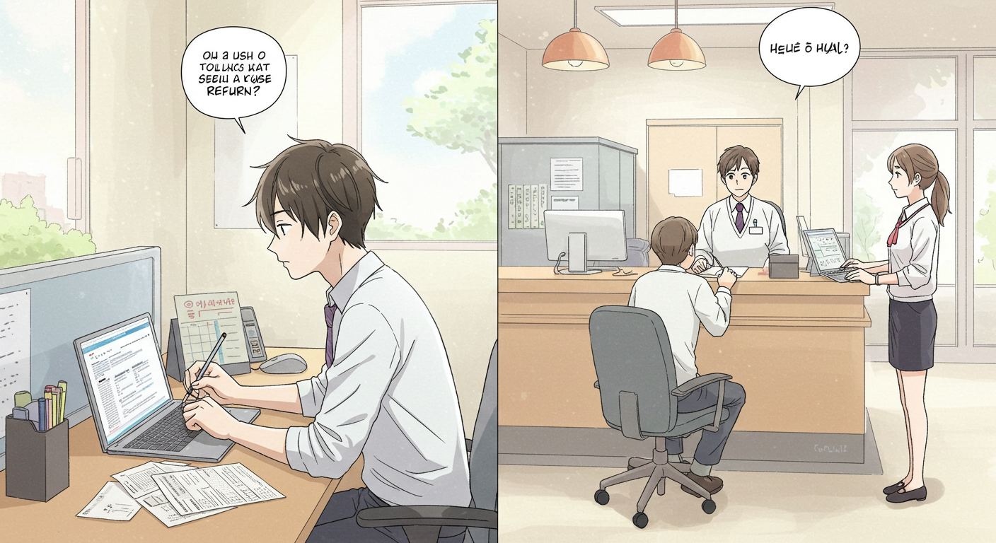 온라인과 오프라인으로 환급 신청하는 장면