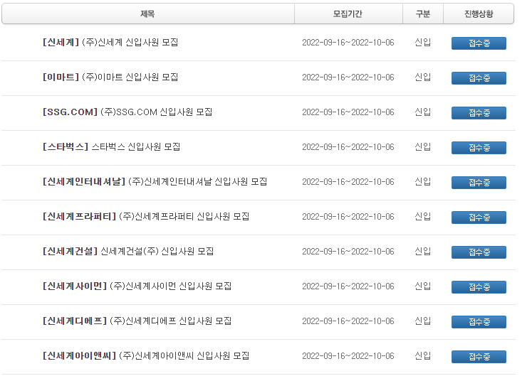 신세계 채용 - 모집 계열사1