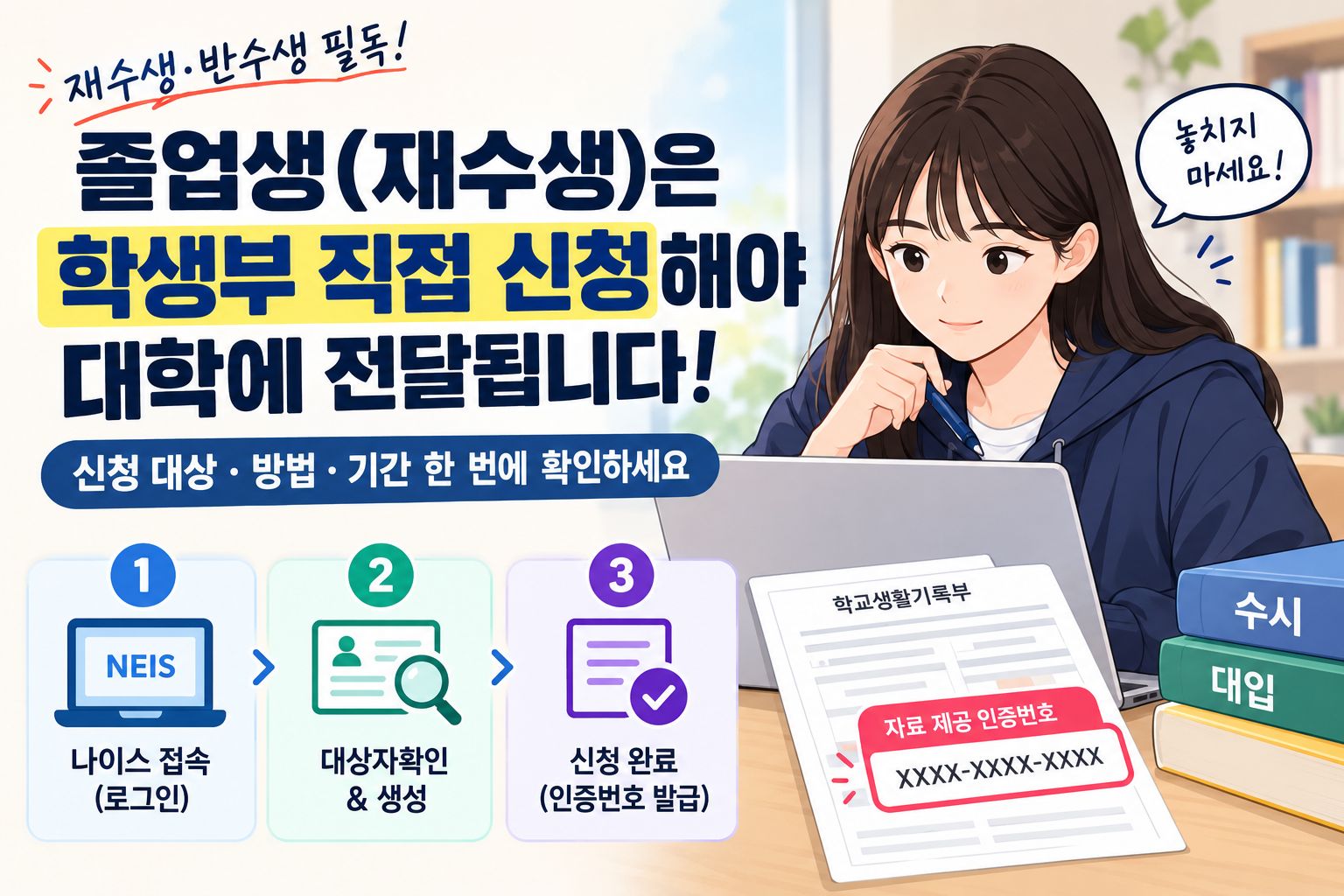 재수생 학생부 신청 안내