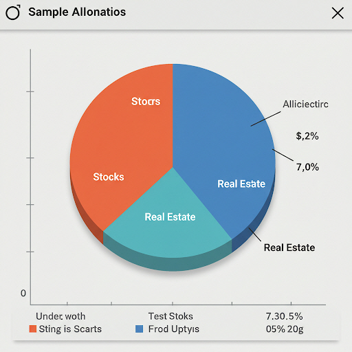 주식, 채권, 부동산 등 자산 배분 샘플 파이 차트