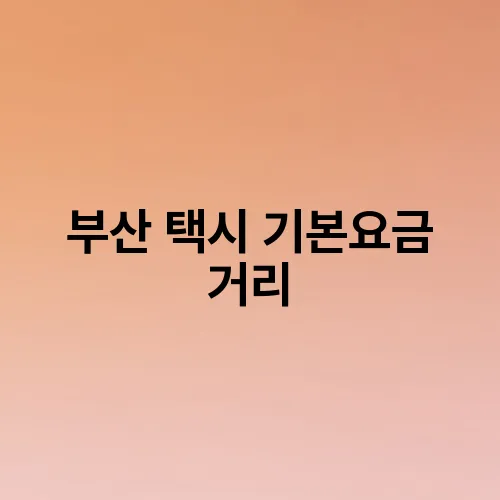 부산 택시 기본요금 거리