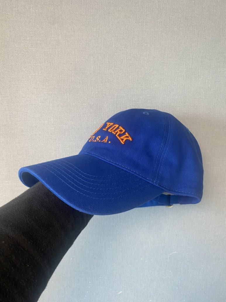 윅 WICK NEW YORK U.S.A 워싱 빈티지 볼캡 모자 야구모자 블루 BLUE