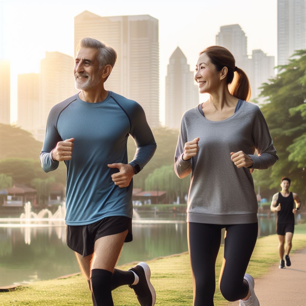 달리고 있는 남녀