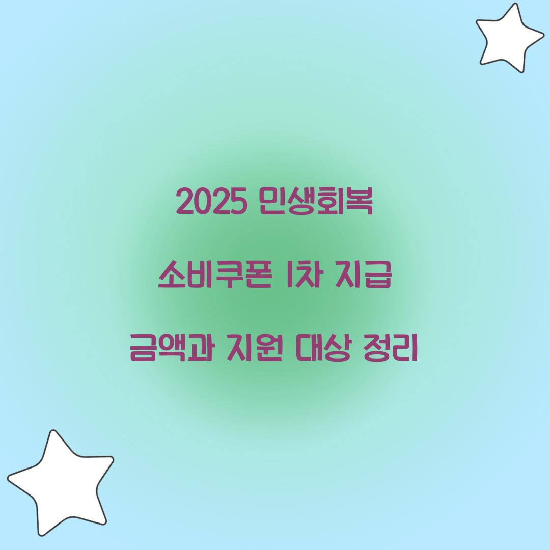 2025 민생회복 소비쿠폰 1차 지급 금액