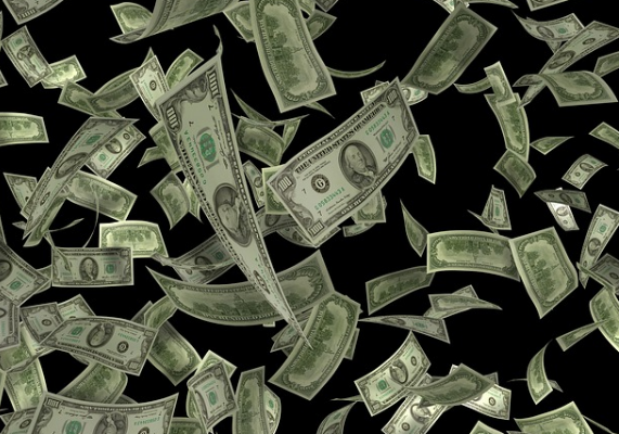 달러가 위에서 떨어지고 있다.