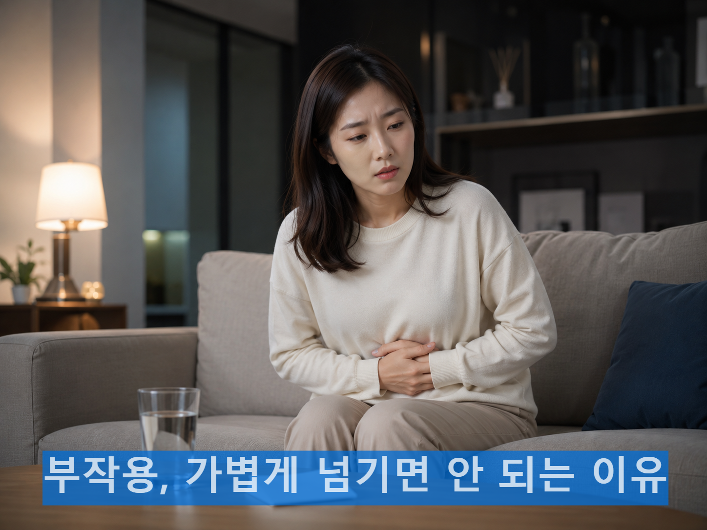 다이어트 주사 부작용과 복부 불편감을 걱정하는 여성