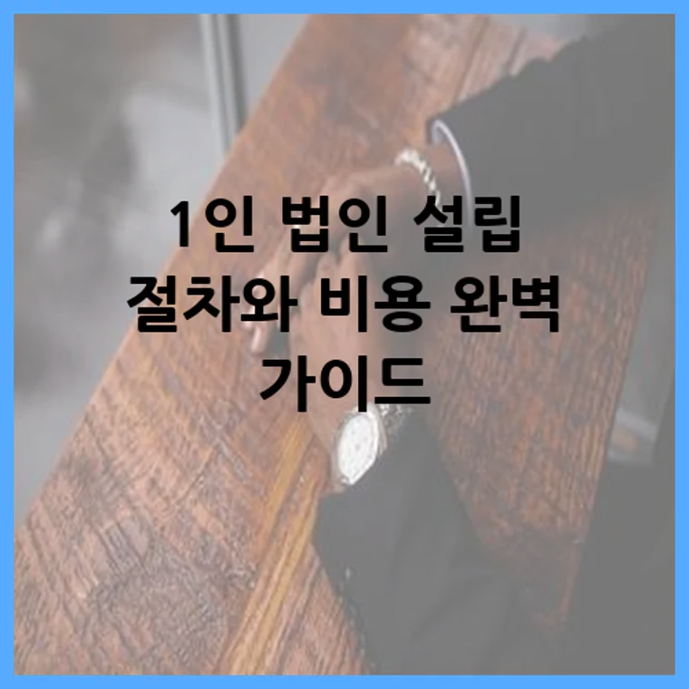 1인 법인 설립 절차와 비용 완벽 가이드