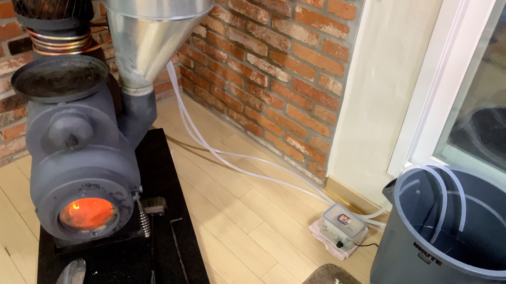 화목난로 온수 사용