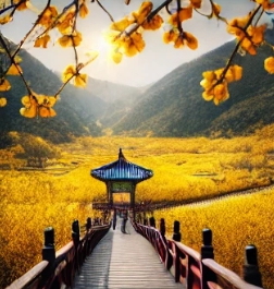 구례 산수유꽃이 만개한 전경