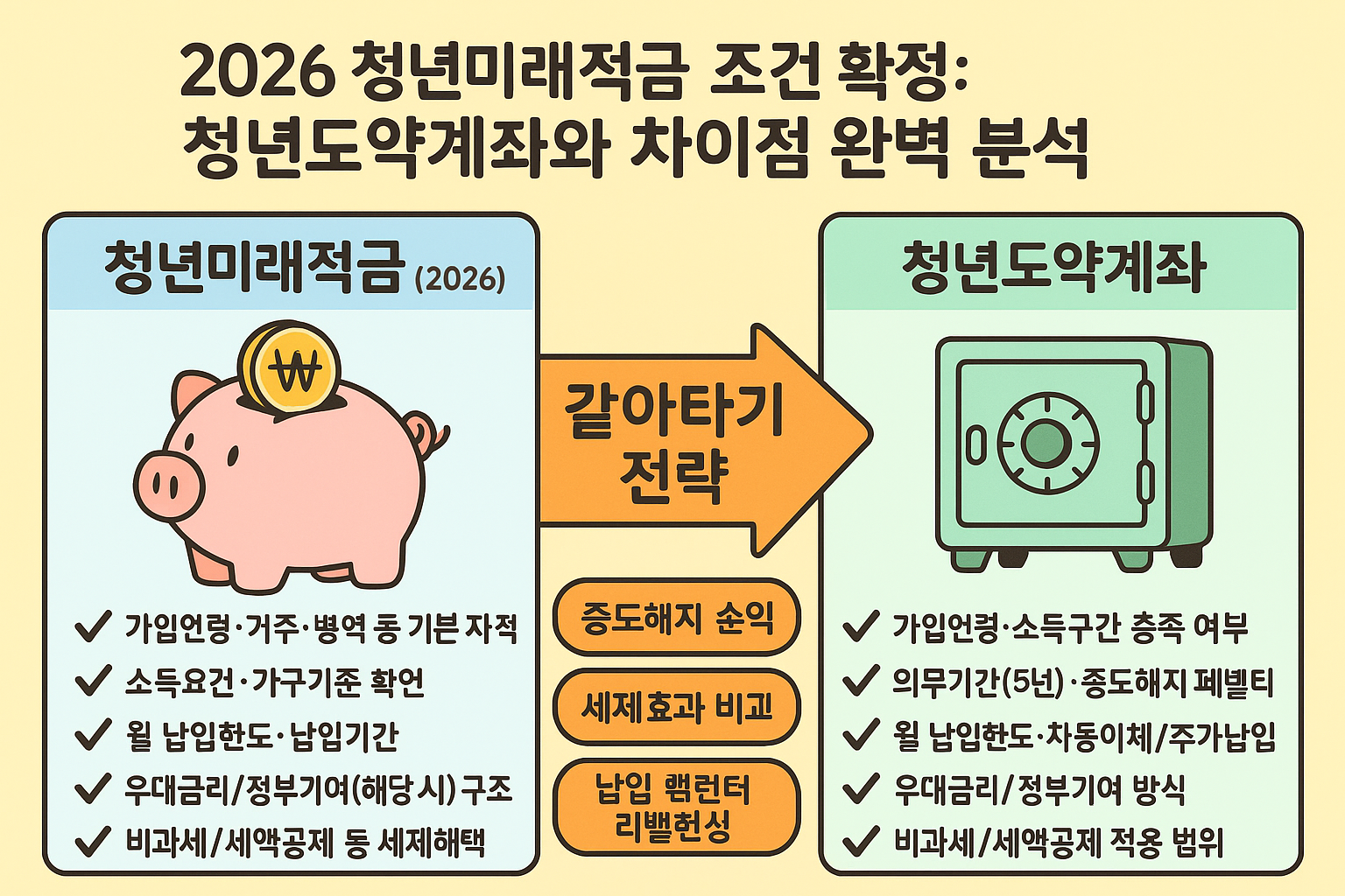 2026 청년미래적금 조건 확정: 청년도약계좌와 차이점 완벽 분석