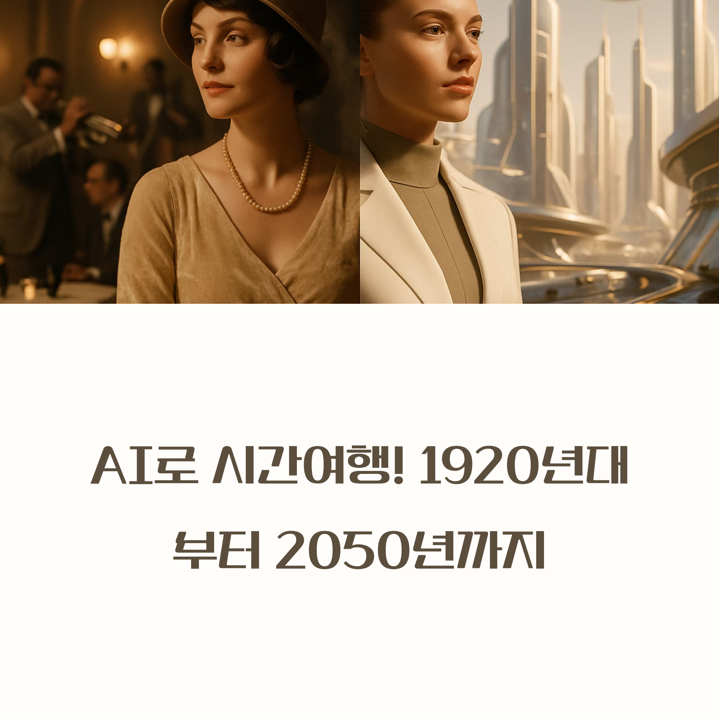 사진 한 장으로 1920년대 재즈 클럽부터 2050년 미래 도시까지 변신! AI 얼굴 합성 프롬프트 예시와 설정 팁으로 영화 같은 시대별 영상을 직접 만들어보세요