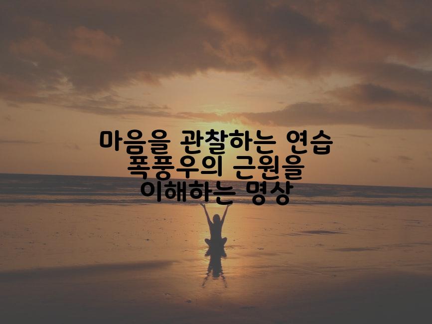 마음을 관찰하는 연습 폭풍우의 근원을 이해하는 명상