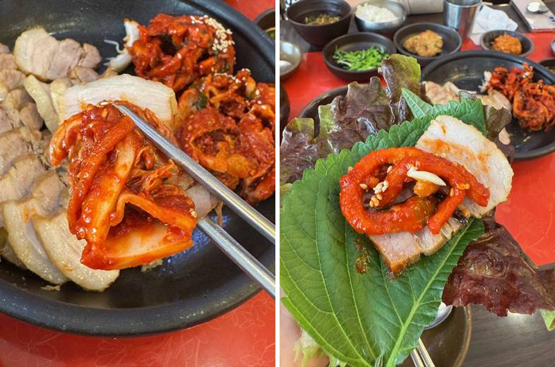 김치와 무말랭이와 쌈싸먹는 보쌈