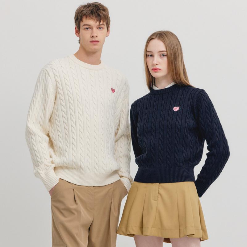 제너럴아이디어 UNISEX 코튼 블랜드 케이블 풀오버 2COL SBC1U05004