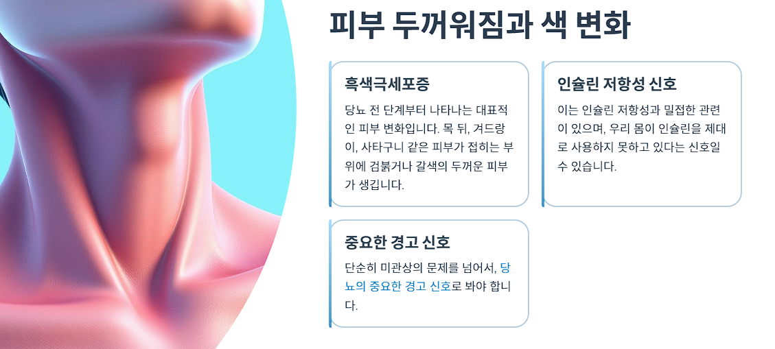 피부 두꺼워짐과 색 변화