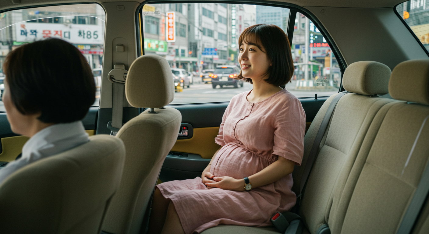 택시 이용하는 임산부