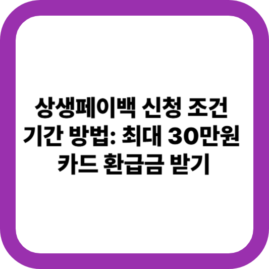 상생페이백 신청 조건 기간 방법: 최대 30만원 카드 환급금 받기