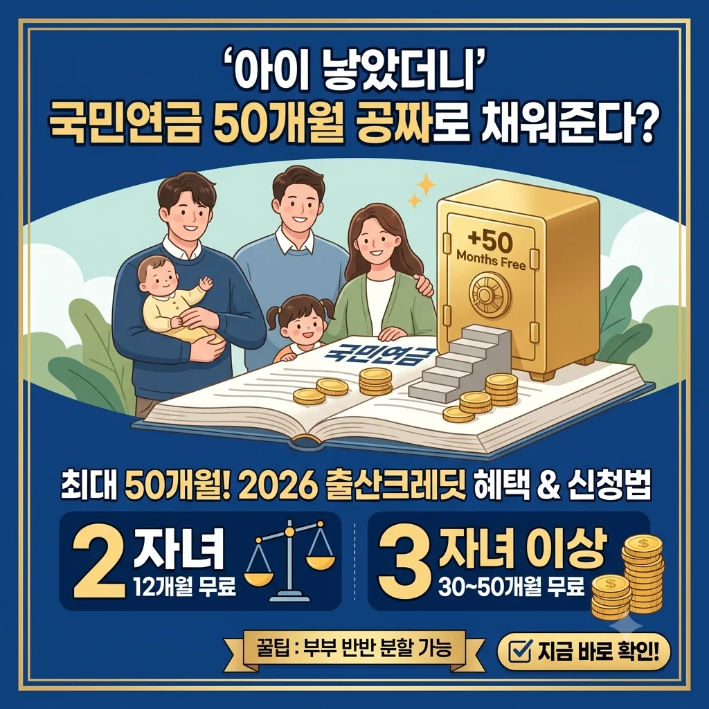 출산크레딧 국민연금 가입기간 최대 50개월 무료 추가 혜택 및 수령액 계산 총정리