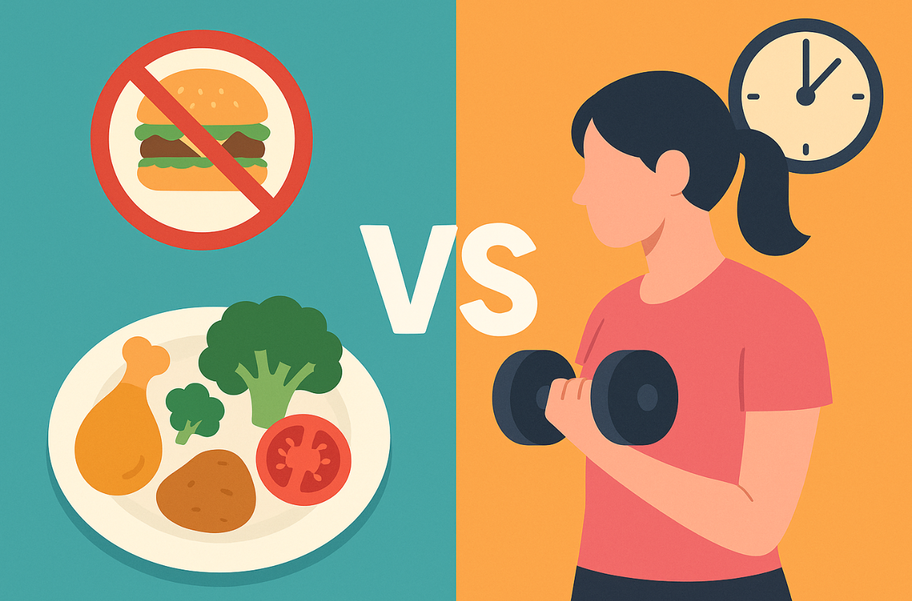 식단 조절과 운동 실천의 비교 이미지