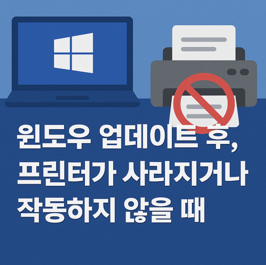 윈도우 업데이트 후, 프린터가 사라지거나 작동하지 않을 때