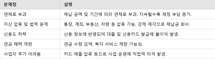 국민연금 체납 시 발생하는 주요 문제점 요점 정리