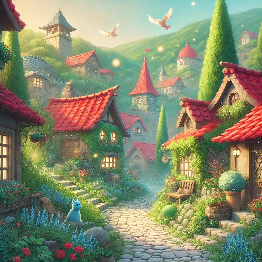 지브리 스타일 AI그림 판타지 마을