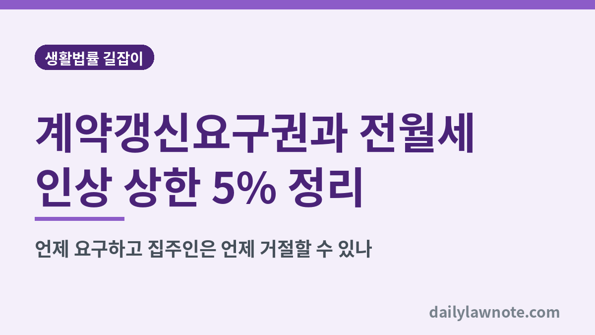 계약갱신요구권과 전월세 인상 상한 5% 정리 대표 이미지