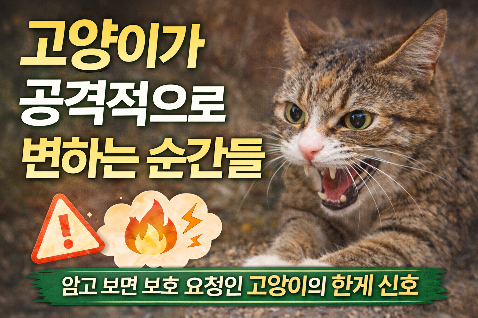 고양이가 공격적으로 변하는 순간들 / 행동 변화로 읽는 고양이의 경계·불안·스트레스 신호