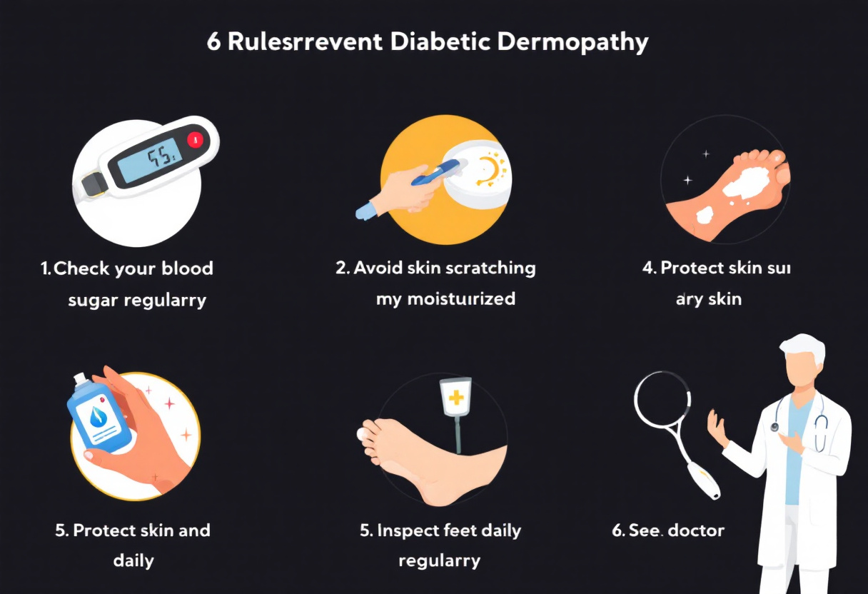 "당뇨병성 피부질환 예방을 위한 6가지 실천 수칙 정리 인포그래픽"